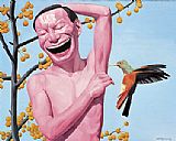 Yue Minjun Paintings - Yellow Fruits by Yue Minjun